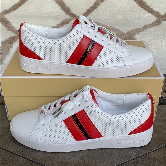 MICHAEL KORS CATELYN STRIPE LACE UP NAPPA PU OPT/B - Picture 16 of 16